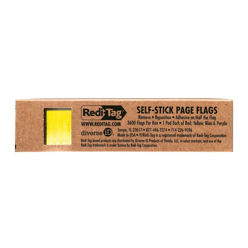 Redi-Tag 20205 Removable Page Flags, Four Assorted Colors, 900 per Color (Pack of 3600) - Image 1